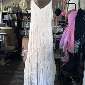 Joyfolie Cream Lace Dress